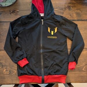 Black and Red Messi Hoodie Kids XSmall